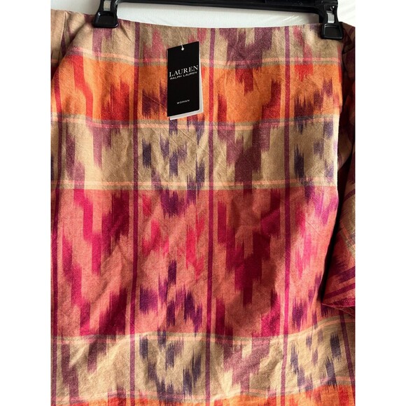 NWT $145 LAUREN Ralph Lauren Plus SIZE Skirt  Geo-Motif Cotton-Linen Wrap - Picture 4 of 12